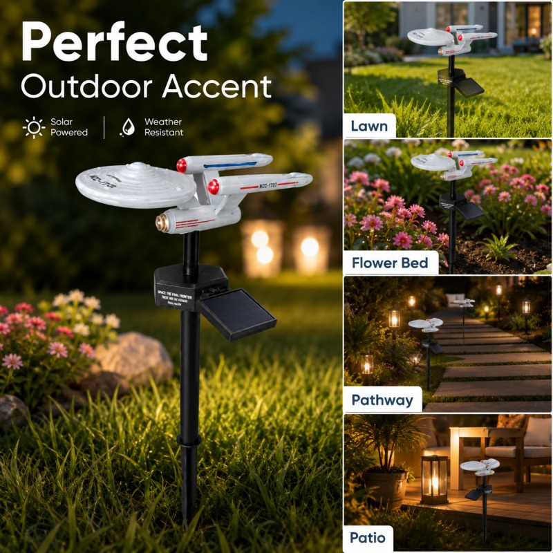 Smart Garden Light Camera - スタートレック USS エンタープライズ ソーラーガーデンステークライト 自動オンオフ レッド