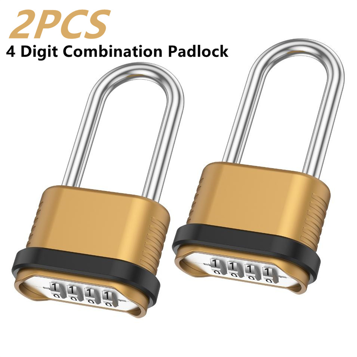 Smart Garden Gate Lock - コンビネーション南京錠 4 桁ロングシャックル 2/8 個亜鉛合金リセット可能なパスワードロッカーゲートガレージ屋外ツールボックスセキュリティロック
