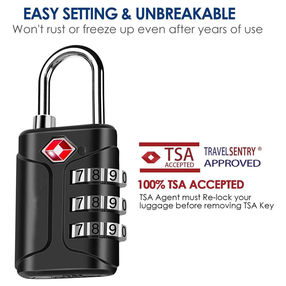 Smart Garden Gate Lock - TSA承認済み荷物ロック、コンビネーショントラベル南京錠、3桁防水ロック、TSA承認済み屋外用キーレスリセット可能ロック