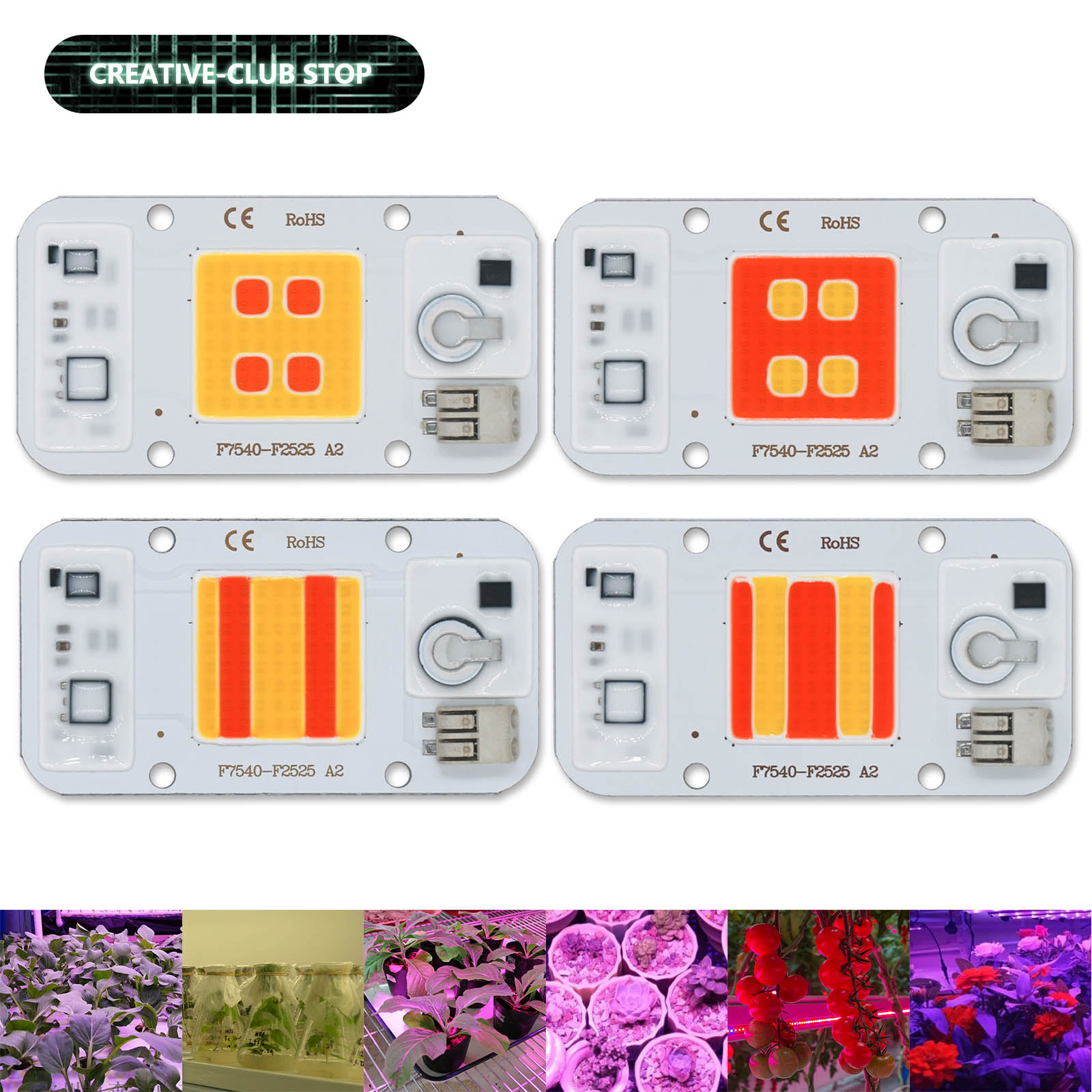 Plant Grow Light Full Spectrum - LEDフィトランプ,穂軸チップ溶接,フルスペクトル,プレート,植物,苗,花の成長のためのダイオード,220v,50w