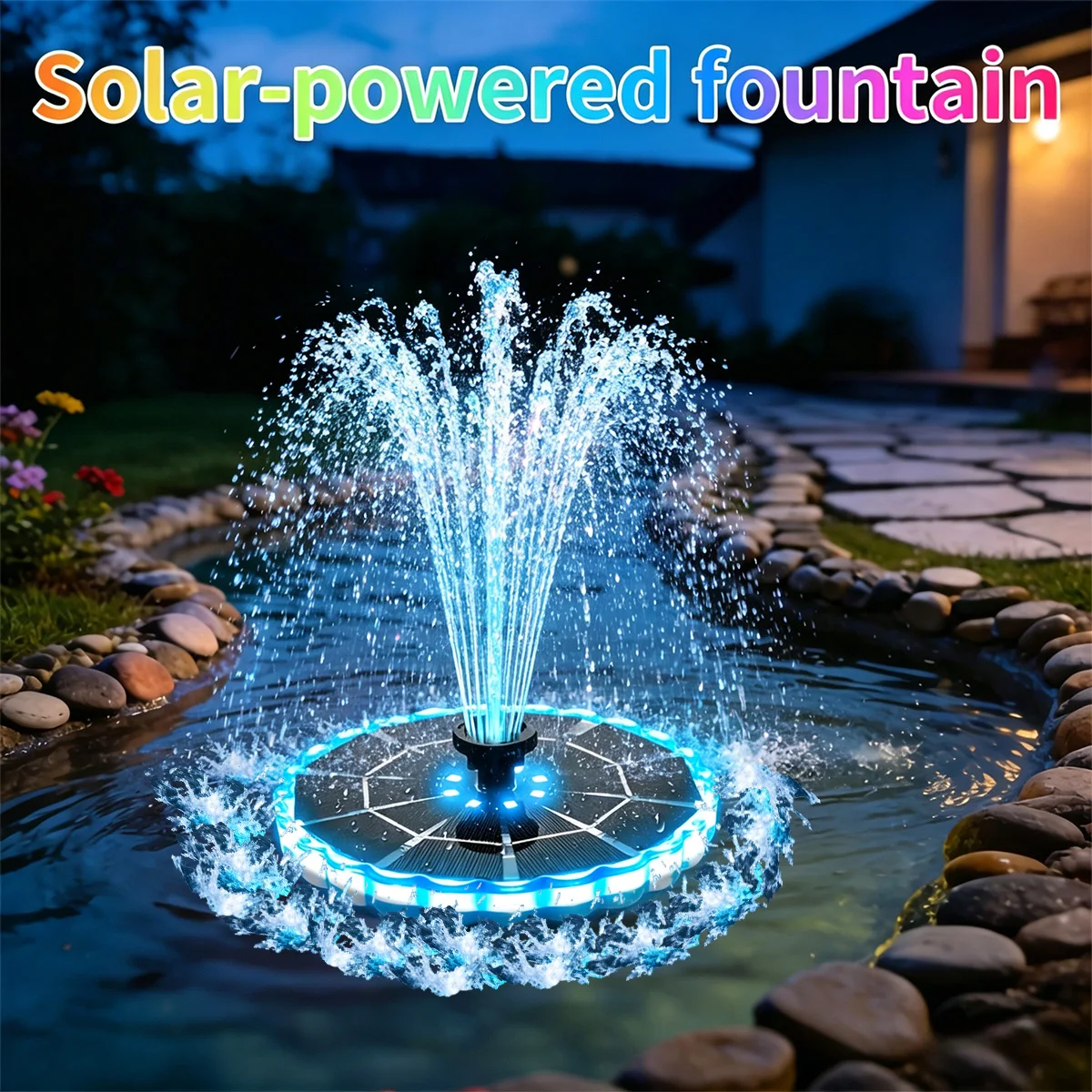 Smart Zen Garden - 3.5W屋外ソーラー噴水、庭園用、屋内池用ソーラーポンプキット、7種類のノズル付き噴水ライト、7色鳥用バスタブ