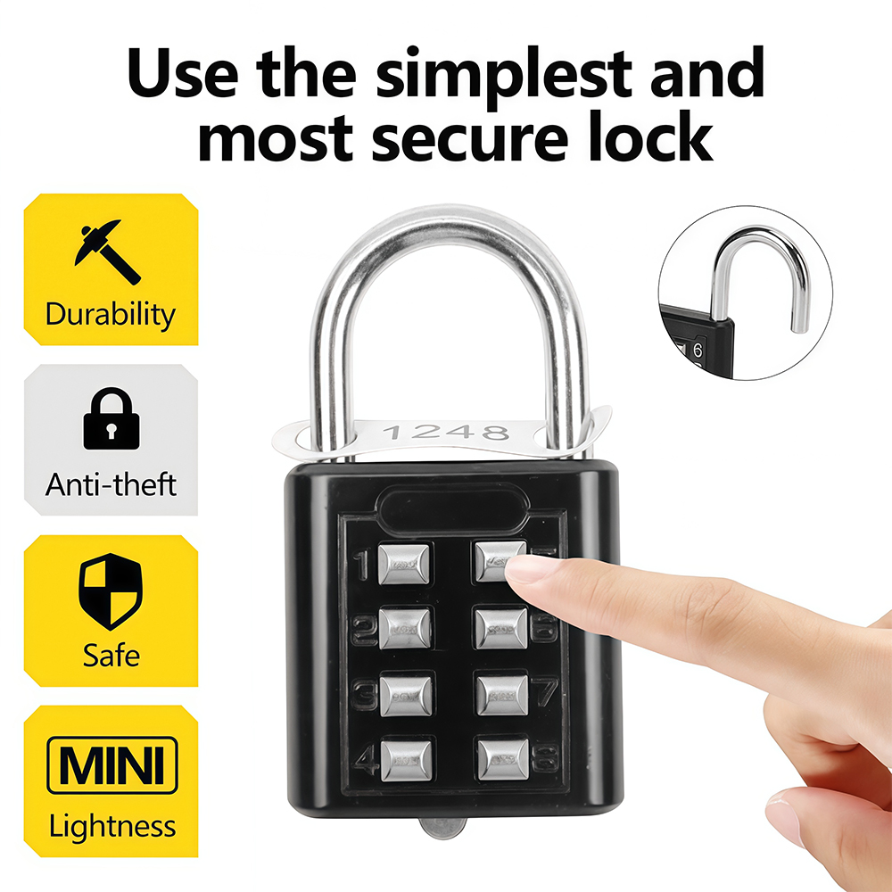 Smart Garden Gate Lock - 8 桁の組み合わせ屋外ボタン防水固定ランダムコード南京錠亜鉛合金荷物旅行スマートロックキー盗難防止