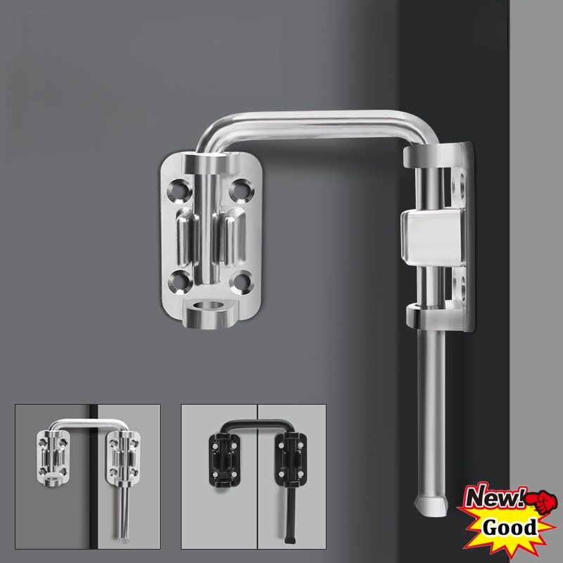 Smart Garden Gate Lock - U字型パティオスライディングドアループロック、90/180度ドアラッチロック、亜鉛合金ドアボルトハスプ、ネジ付き盗難防止バックル