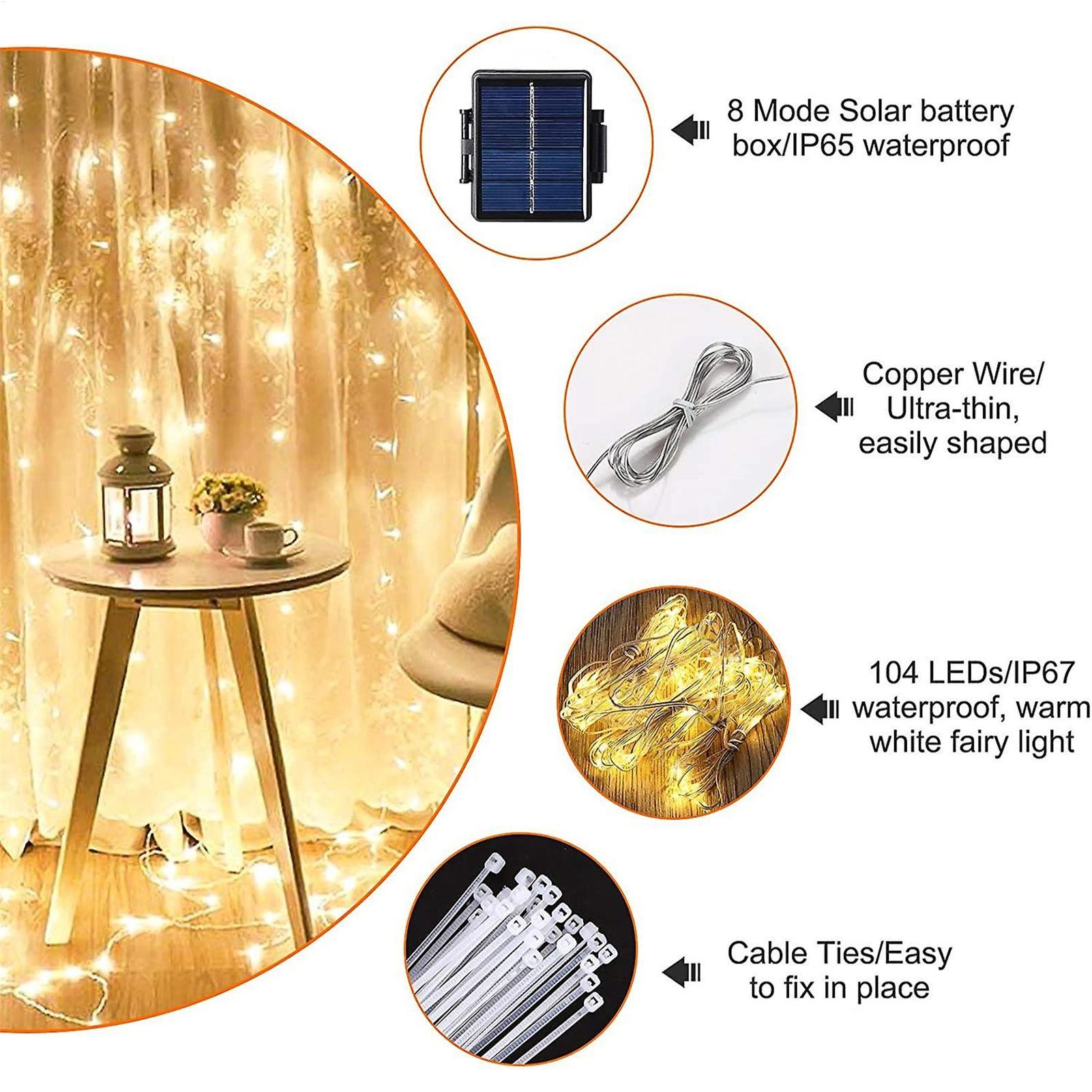 Smart Garden Light Camera - ソーラーアンブレラストリングライト 104LED パラソルストリングランプ 屋外防水ソーラーライト ガーデン芝生日よけ傘ライト