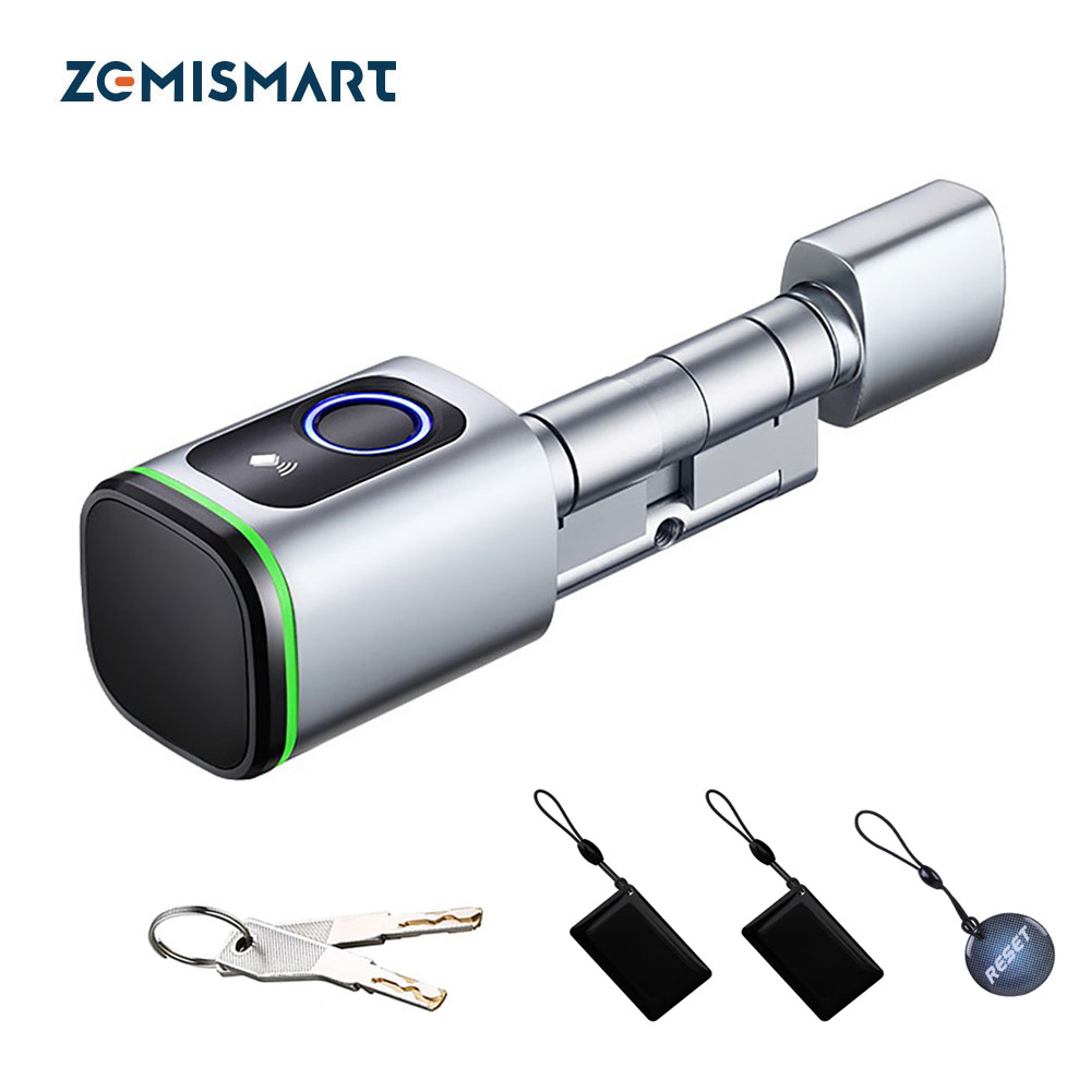 Smart Garden Gate Lock - Zemismart-ble-スマート電子ドアロック,Tuya, DIYシリンダーコア,指紋アプリキー,家庭およびホテル用のICカードロック解除