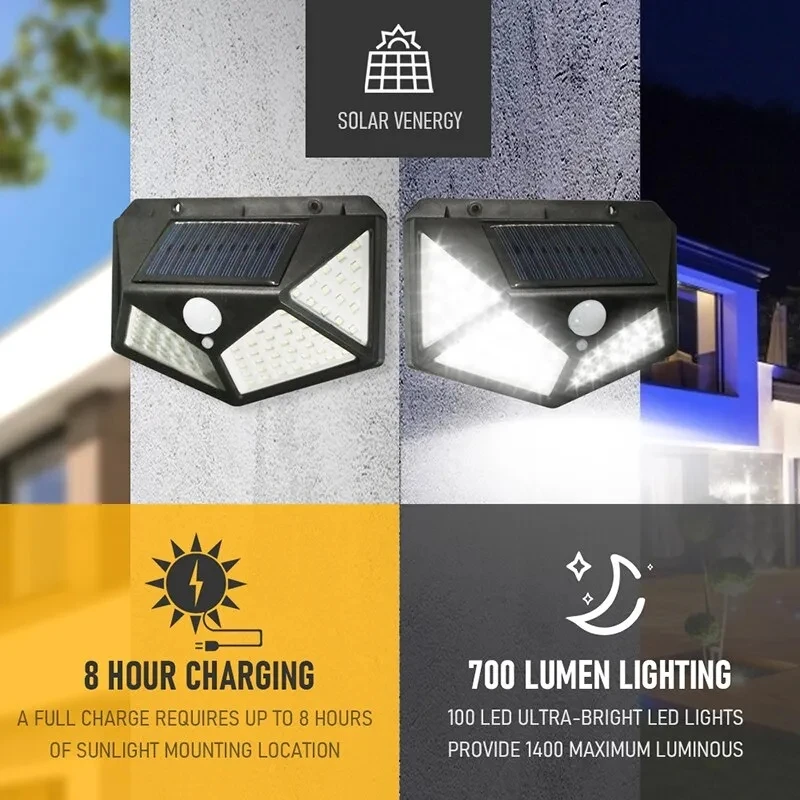 Smart Garden Light Camera - 100Led 多機能ソーラーランプ屋外庭の装飾ソーラーライト防水太陽光発電スポットライトモーションセンサー付き