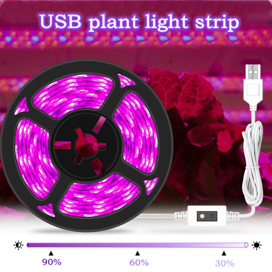 Led Plant Light Strip - 調光可能なスイッチ付き 5V USB LED 成長ライト 60LEDs/m