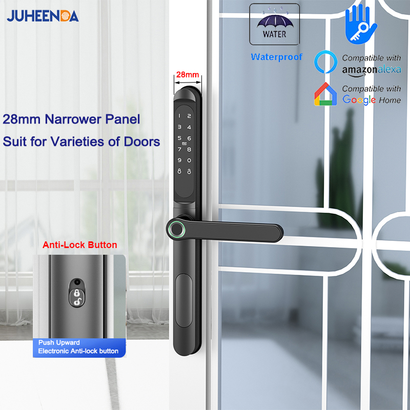 Smart Garden Gate Lock - アルミニウム製電子引き戸ロック,防水,指紋,デジタルパスワード,RFIDカード,ttlockアプリケーション