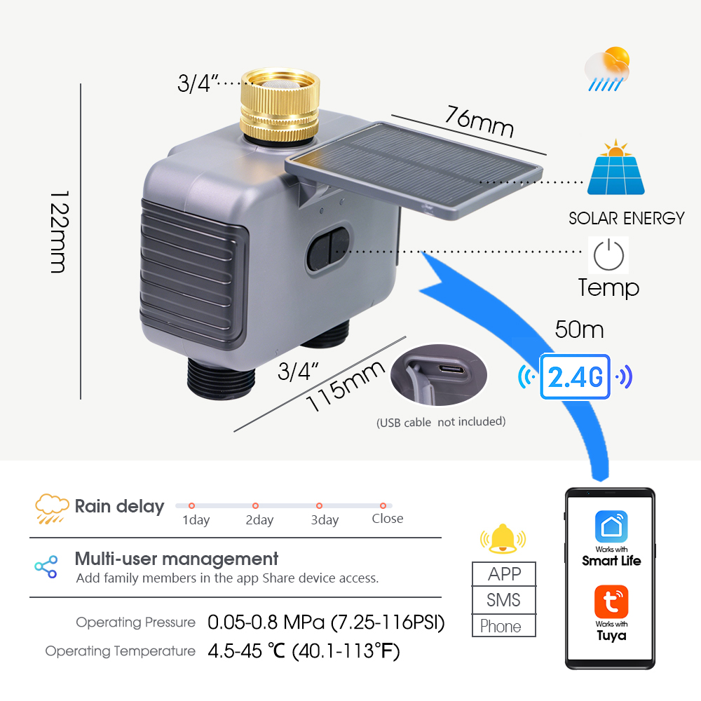 Tuay スマートソーラー 2 ゾーン散水タイマー タイプ  - Smart Garden Zone のレビューと価格