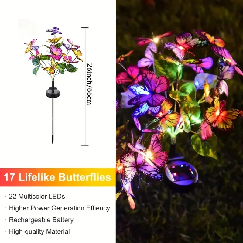 ソーラー LED バタフライガーデンライト防水カラフルな屋外 - Smart Garden Light Camera のレビューと価格