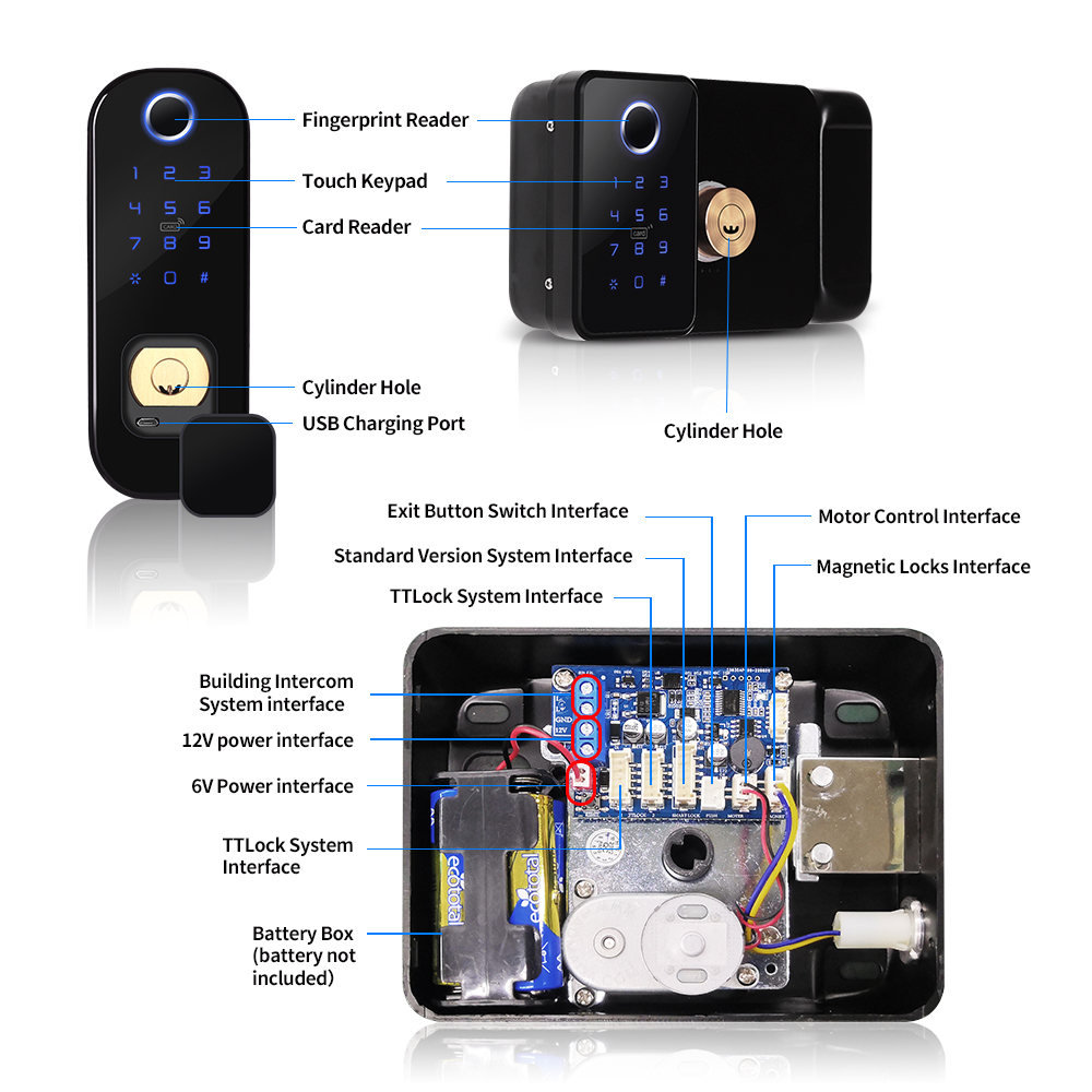 インテリジェントドアロック,両面指紋センサー,RFIDカード - Smart Garden Gate Lock のレビューと価格