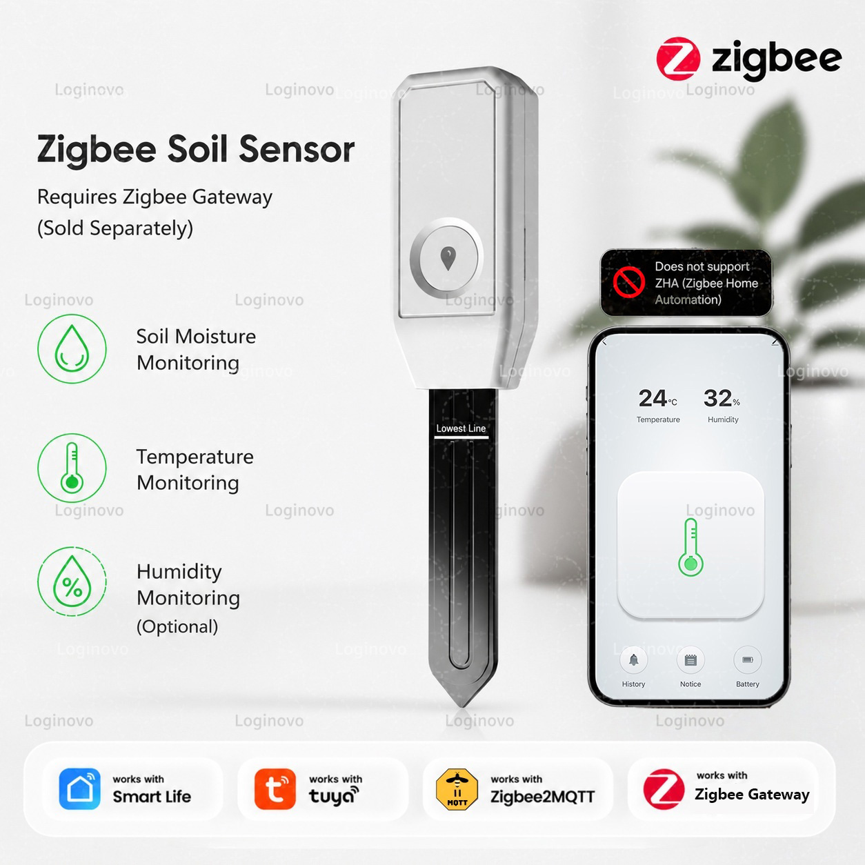 Zigbee 土壌センサー温度湿度水分検出器植物ガーデンモニ - Smart Garden Home Assistant のレビューと価格