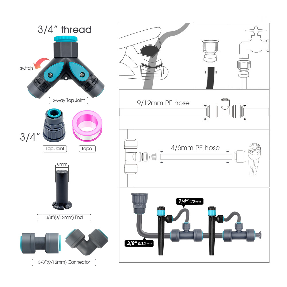3/8インチ バブラーガーデン灌漑システム 9/12mm P - Smart Garden Tower のレビューと価格