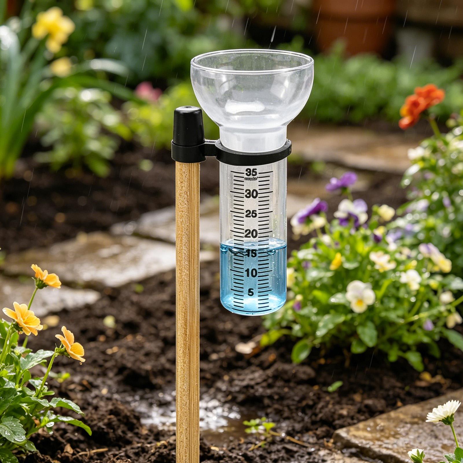 雨量計 2個入り 正確なガラスカップ スタンド付き 雨量計  - Rain Gauge Digital のレビューと価格