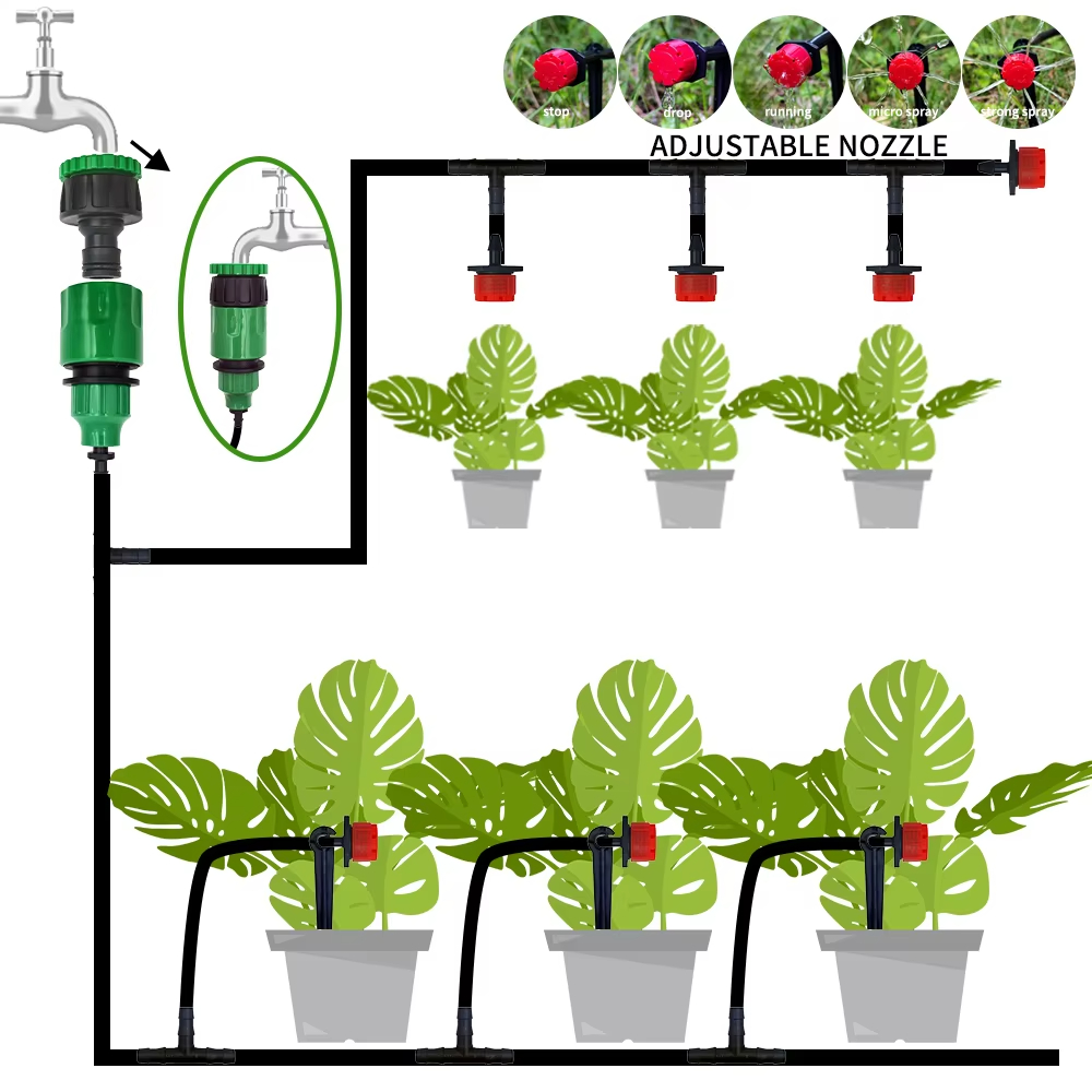 庭の点滴灌漑自動散水システムキット調整可能なノズルスプリンク - Smart Garden Tower のレビューと価格