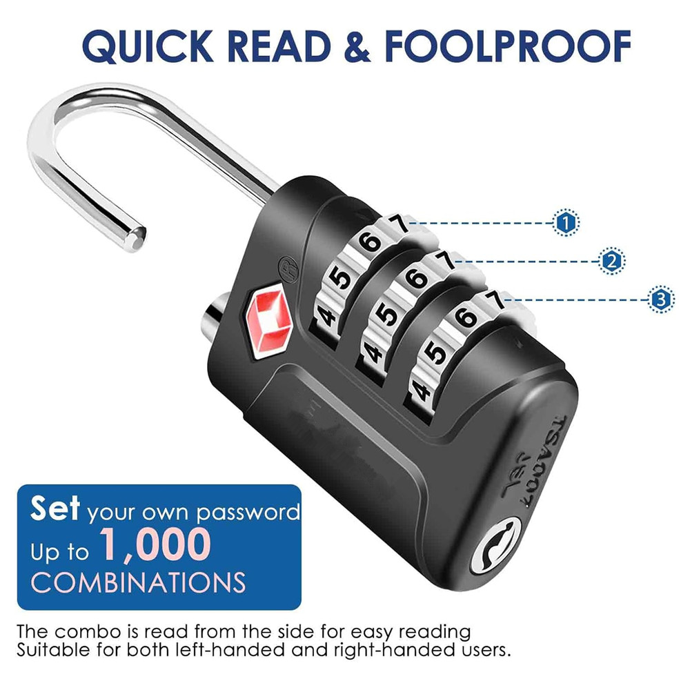 TSA承認済み荷物ロック、コンビネーショントラベル南京錠、3 - Smart Garden Gate Lock のレビューと価格