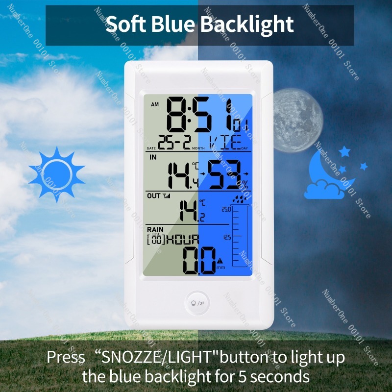 ワイヤレス気象観測ステーション、雨量計付き、屋内外温度湿度モ - Rain Gauge Digital のレビューと価格