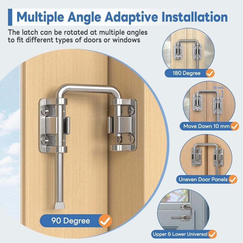 U字型パティオスライディングドアループロック、90/180度 - Smart Garden Gate Lock のレビューと価格