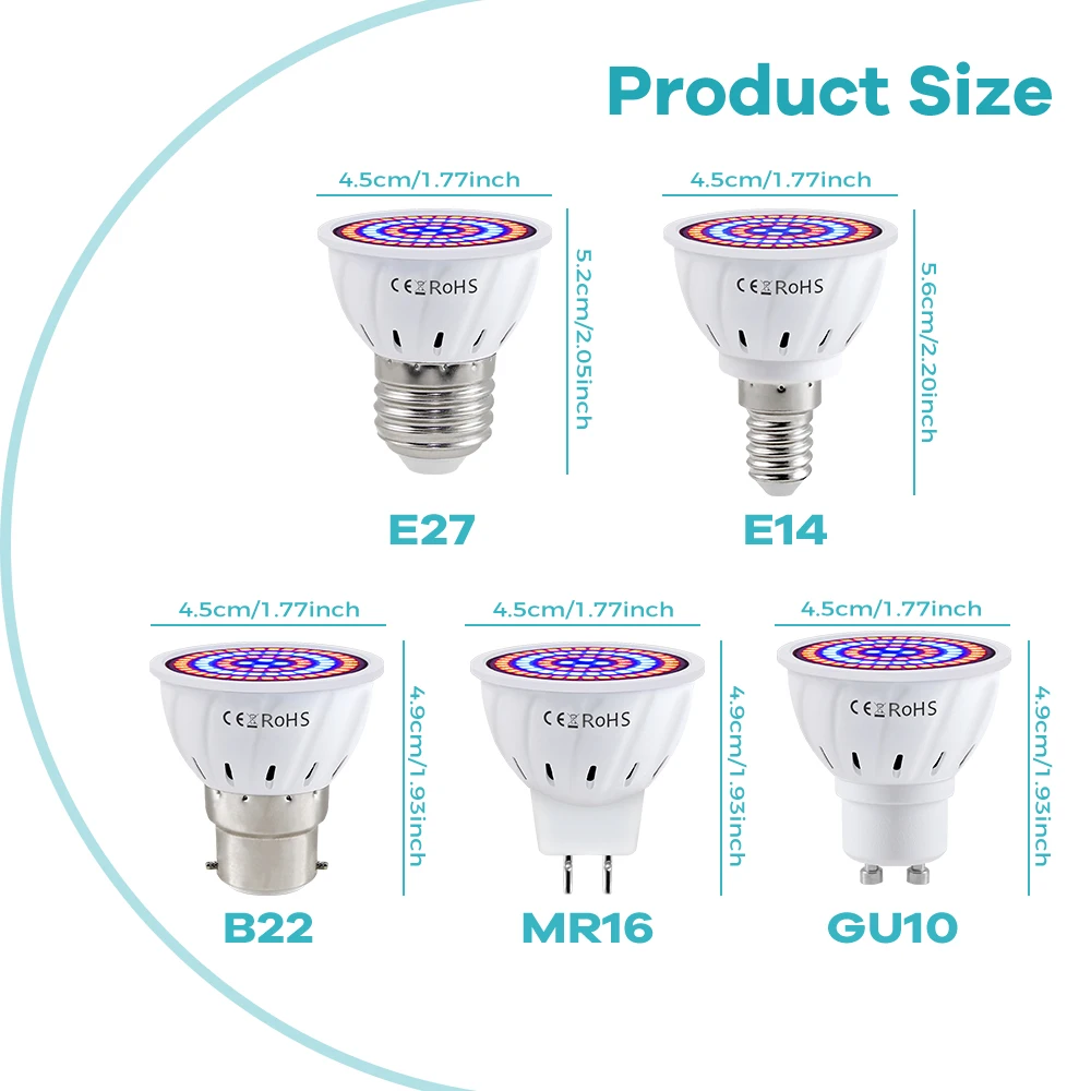 成長ライト E27 フルスペクトル LED 植物電球 GU1 - Plant Grow Light Full Spectrum のレビューと価格