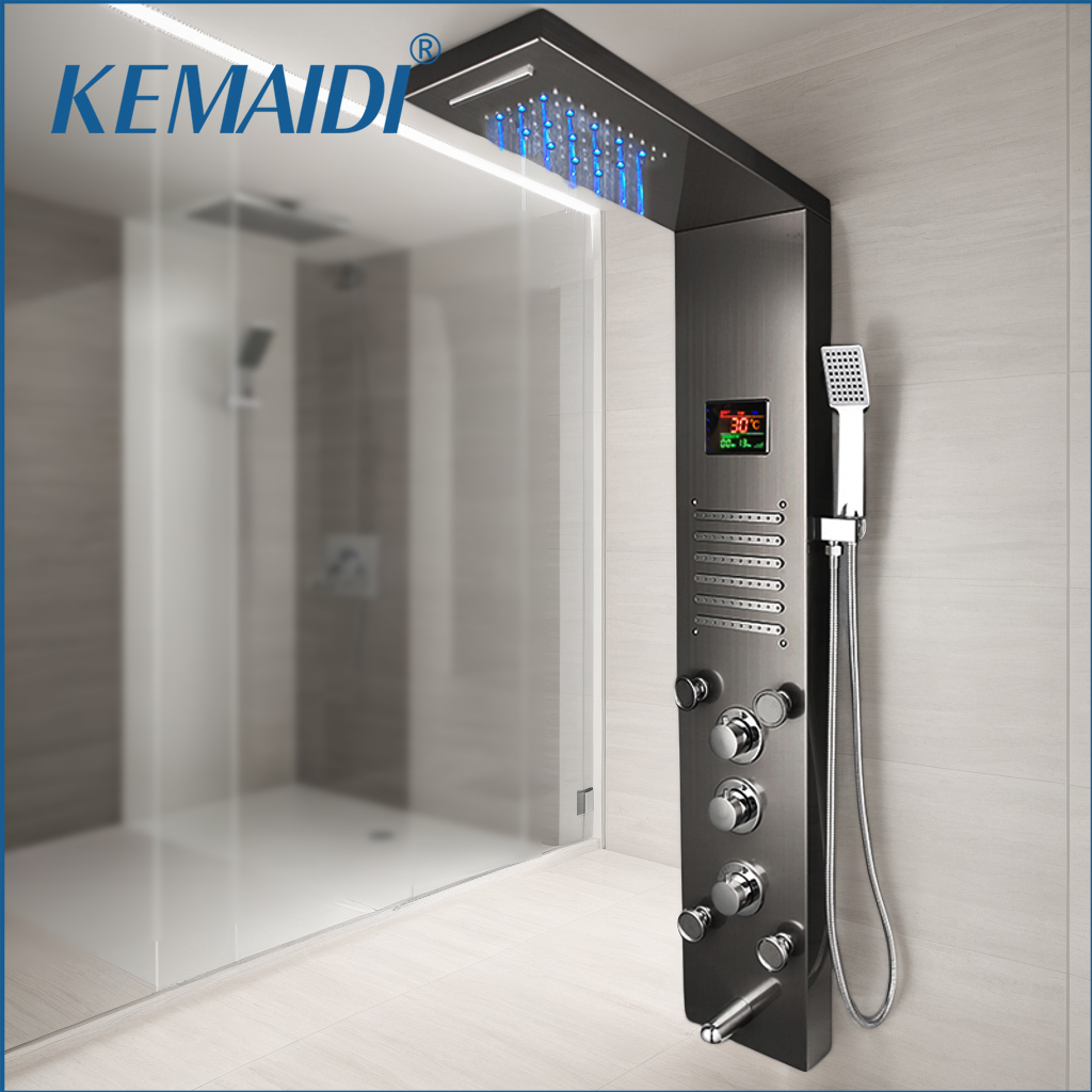 KEMAIDI ブラック LED シャワーパネルセット浴室降 - Rain Gauge Digital のレビューと価格