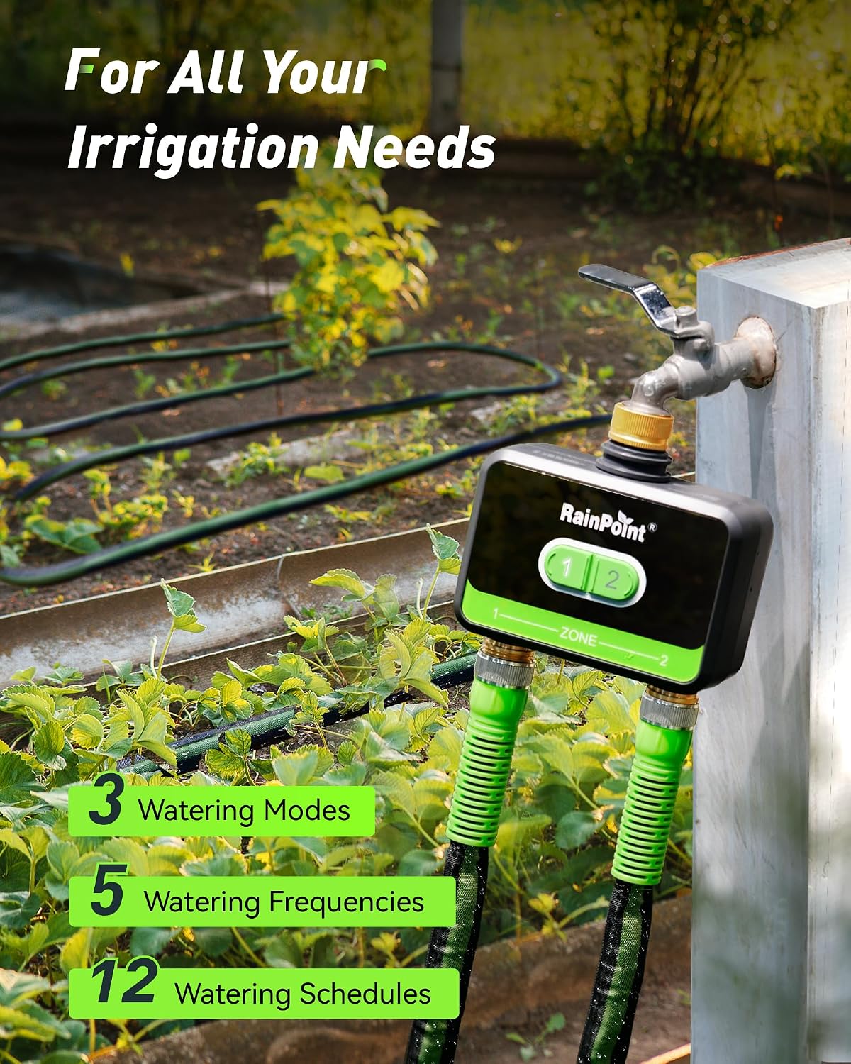 2ゾーンスマートWiFi水タイマー（ガーデンホース用、真鍮製 - Smart Garden Zone のレビューと価格