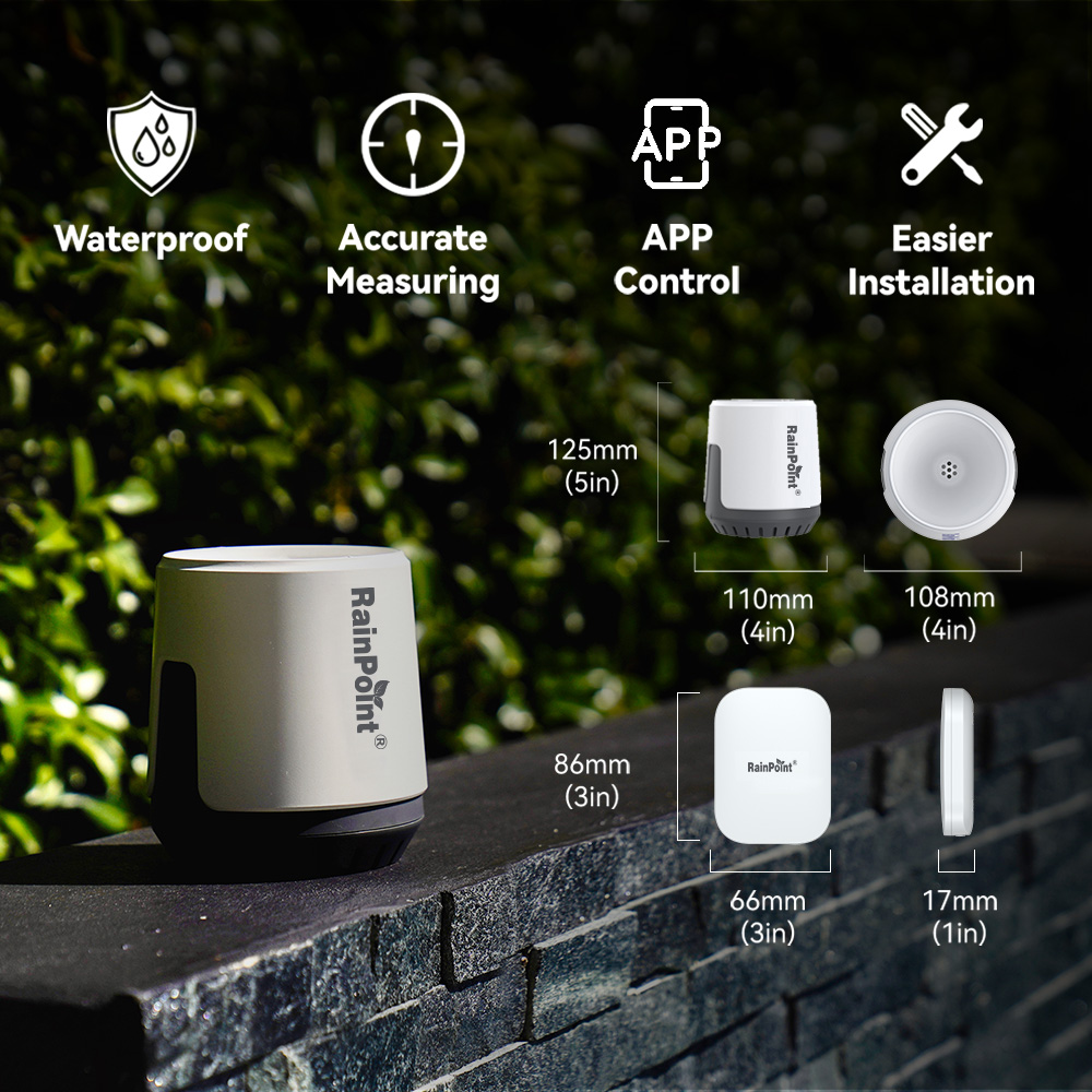 RAINPOINT ワイヤレスデジタル雨量計 屋外アプリ制御 - Rain Gauge Digital のレビューと価格