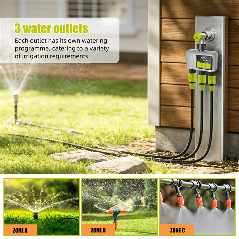 ABMH-Wifi スマートウォータータイマー 3 ゾーンガ - Smart Garden Zone のレビューと価格