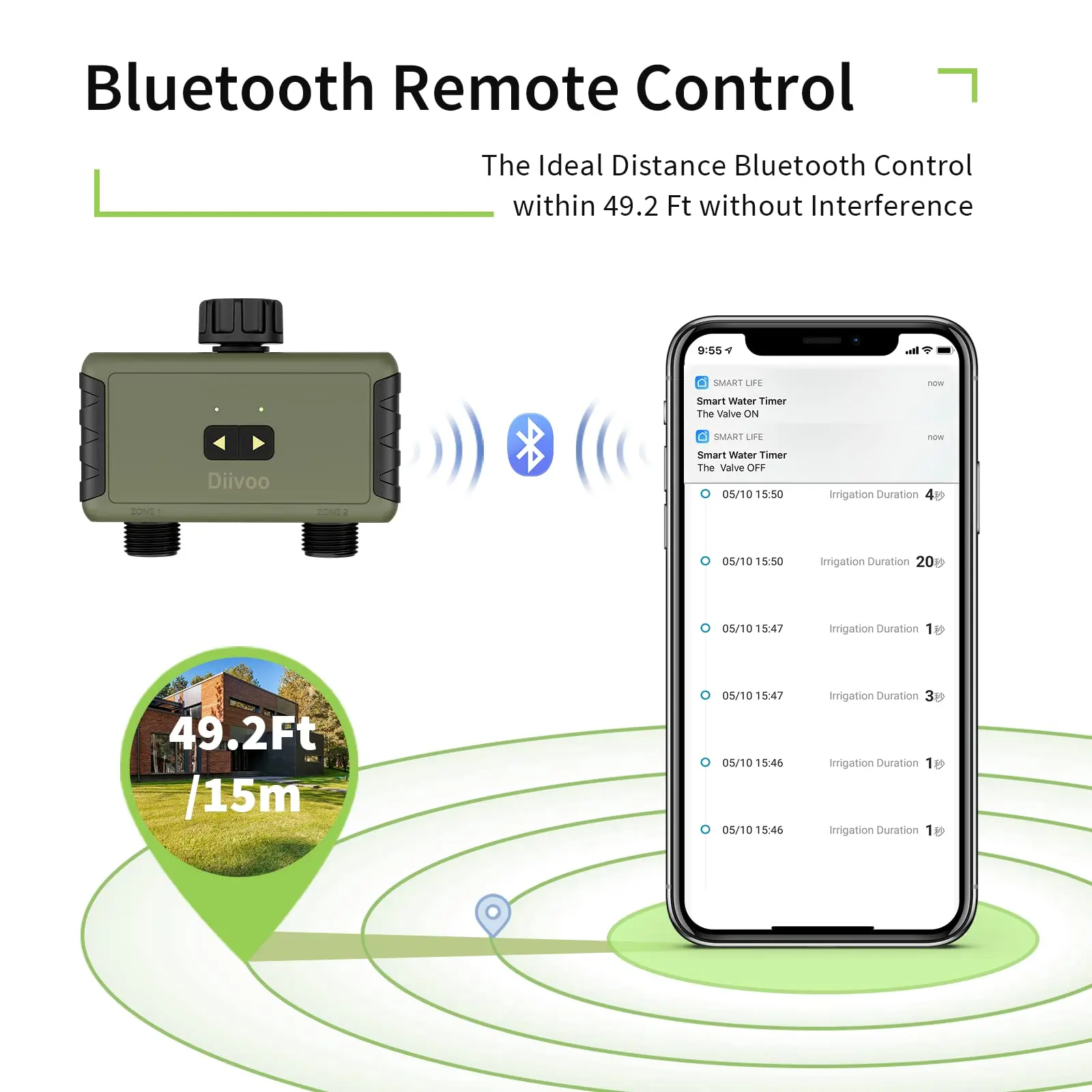Diivoo Bluetoothスマートウォータータイマー付 - Smart Garden Hose Timer のレビューと価格