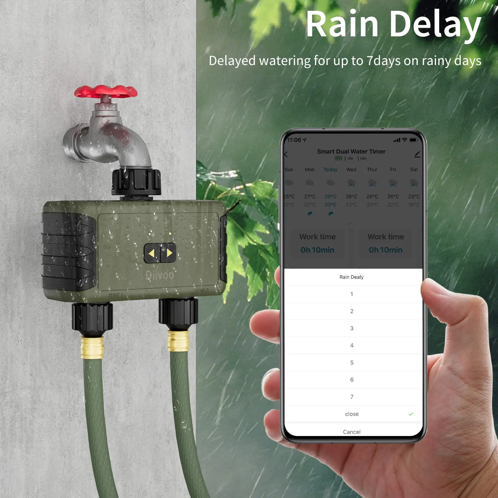 Diivoo Bluetoothスマートウォータータイマー付 - Smart Garden Hose Timer のレビューと価格