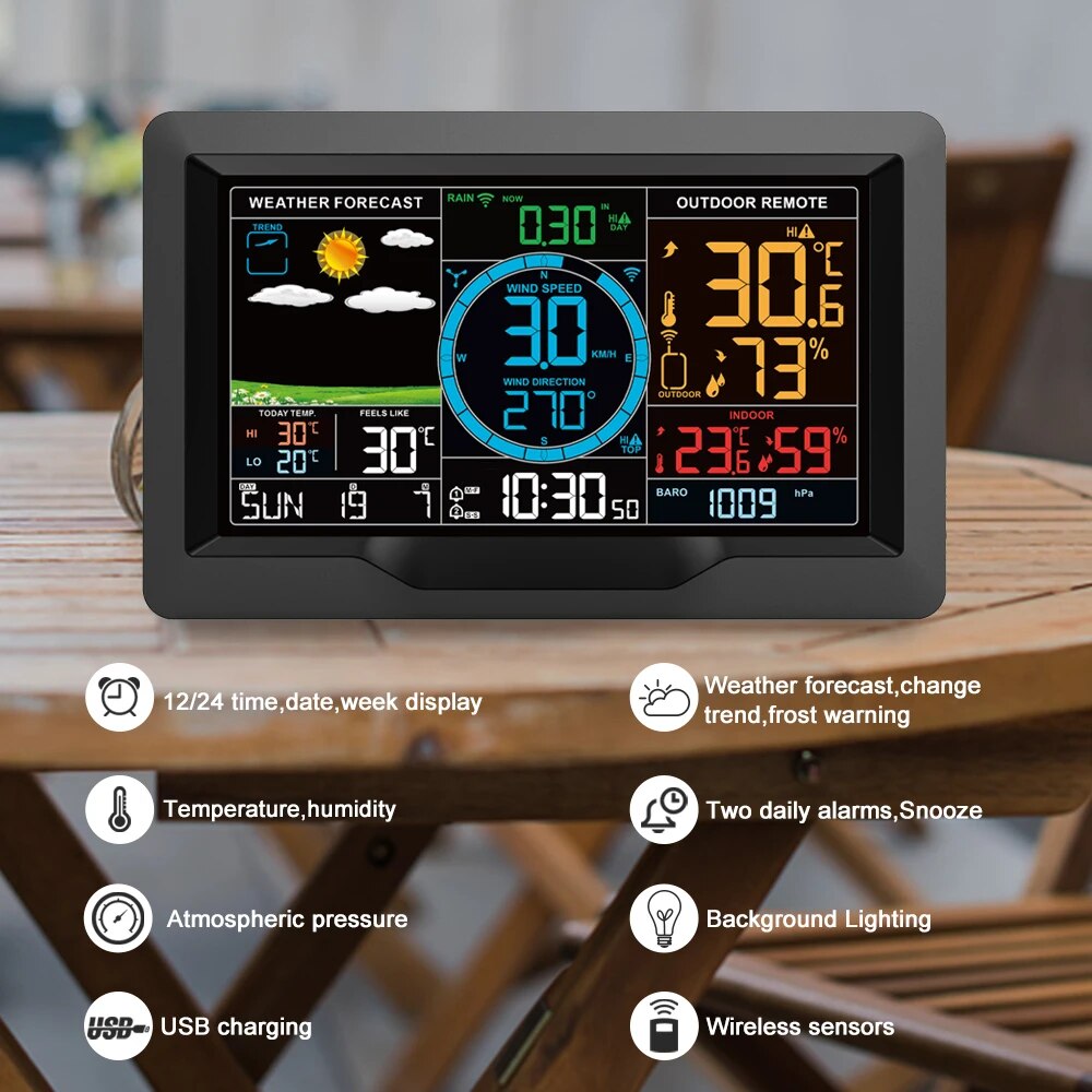FJ3390A 機能的なプロフェッショナル気象観測所温度湿度 - Rain Gauge Digital のレビューと価格